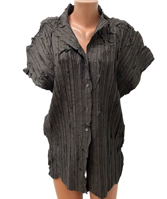 OSKA Gr.2 - XL Oberteil Bluse Oberteil Tunika Shirt Kurzarm braun - Bild 1 von 4