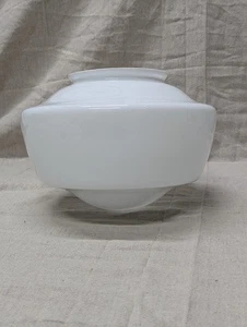 Large Vintage 11" SCHOOL HOUSE White Milk Glass CEILING LIGHT  5 7/8" Fitter End - Picture 1 of 11