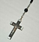 Rosary Vintage Black Beads Wood France Cross