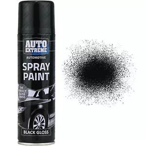 1 x Black Gloss Aerosol Spray Cans 250ml Car Auto Extreme Spray Paint - Picture 1 of 8