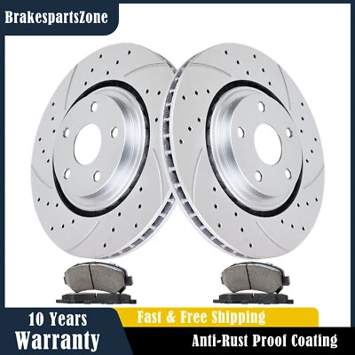 302mm Front Brake Rotors Pads Kit for Dodge Grand Caravan Drilled Slotted Brakes - Image 1 of 4