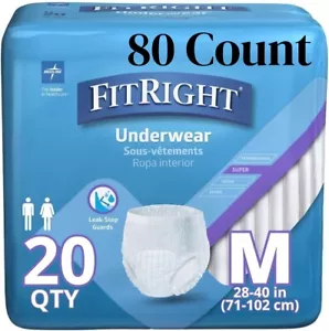 4x 20 unidades Medline FitRight Ultra Talla Grande Adulto Incontinencia Ropa Interior 80 quilates - Imagen 1 de 1