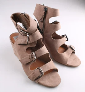 New Dolce Vita Womens light Taupe LeeAnn Buckle Wedge Gladiator Sandal Size 8 - Picture 1 of 6
