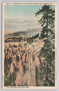 Postal de lino de otoño de agujas en el cañón del parque nacional de Yellowstone cerca de la torre - Imagen 1 de 2