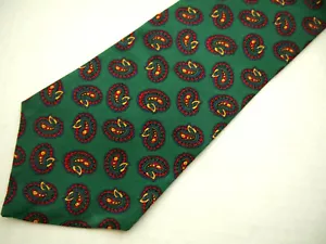 Gap Mens Necktie Tie Green Red Yellow Paisley 100% Cotton 59" - Picture 1 of 4