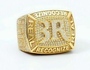 Men's Customized 3R RECOGNIZE REAL Name Ring in 14k Yellow Gold Plated Silver