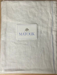 MATOUK~PORTO~NUOVO CON ETICHETTE~1 STANDARD Sham~100% LINO stonewashed~dettaglio bianco/blu~ULTIMO 1 - Foto 1 di 6