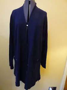 M&S Collection Navy Blue Long Line Lagenlook Edge to edge Cardigan Size 22 - Picture 1 of 19