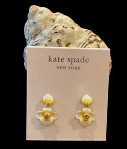 🆕 KATE SPADE DAINTY Precious Pansy Drop Enamel Earrings- NWOT - Picture 1 of 7