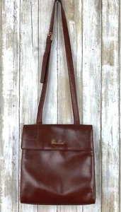 PALOMA PICASSO Brown Leather Shoulder Handbag Purse Bag Vintage VTG FLAW Italy  - Picture 1 of 11