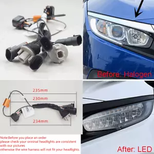 For 2016-20 Honda Civic Halogen to LED Headlight Conversion Wire Harness Adapter - Picture 1 of 8