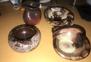 4 Pieces of Ewenny Studio Pottery Candle holder Handmade in Wales Nice Condition - Picture 1 of 9