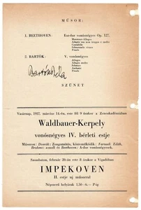 Bartók, Béla (1881-1945/ Composer) - Program signed - Picture 1 of 1
