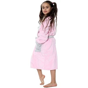 Enfants Mou Toison Bébé Rose Peignoir Pansement Robe Encapuchonné Pour Filles - Picture 1 of 6
