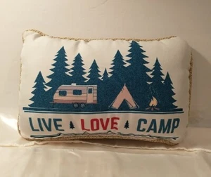Throw Pillow Live Love Camp Camper RV Trailer 16 x 10 x 6" - Picture 1 of 6