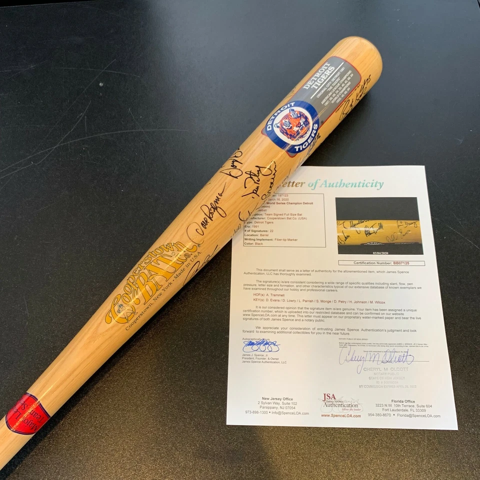 1984 Detroit Tigers World Series Champs Team Signed Bat 22 Sigs JSA COA - Image 1 of 4