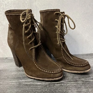 Frye Damenstiefel Größe 9,5 M Western Schnürstiefel gestapelter Absatz braun (1CD) - Bild 1 von 10