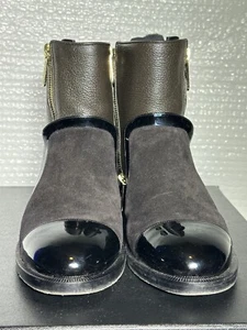 Chanel CC Logo Short Boots Brown/Black 38 1/2 C - Picture 1 of 9