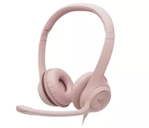 Logitech H390 USB Headset Noise Cancelling Mic Rose Pink Headphones ORIGINAL NEW - Picture 1 of 6