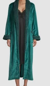 Natori Women's Green Long-Sleeve Plush Lounge Sleepwear Sherpa Robe Size L - Picture 1 of 7