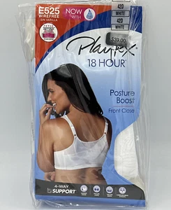 Playtex 18 horas postura refuerzo cierre frontal sin cables blanco E525 42D blanco NUEVO - Imagen 1 de 5
