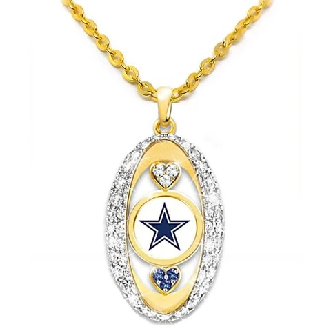 Large 24" Mens 18k Gold Plated Silver Dallas Cowboys Pendant Rolo Necklace D7 Cover