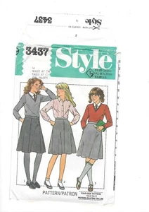 Vintage sewing pattern Style 3437 girls' skirts for uniform size 14 (waist 67cm) - Picture 1 of 2