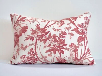 Warner House Fabric Cushion Cover Fernbrook Red Linen Tropical Design 40 x 60cm - Image 1 of 4