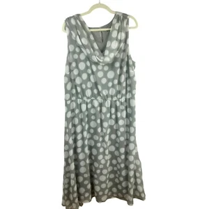 MSK Polka Dot Dress Women Plus 24W Gray A Line Sleeveless Midi Length Chiffon - Picture 1 of 7