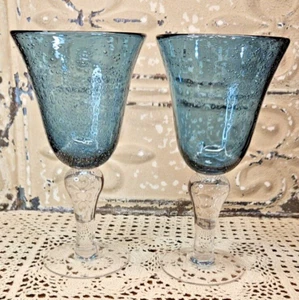 Paar mundgeblasene Artland Iris Blase Glaskelche eisblau mit klaren Stielen - Bild 1 von 6