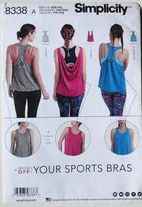 Simplicity 8833 Misses Knit Tops Back Variations Sewing Pattern Sz XXS-XXL - Picture 1 of 1