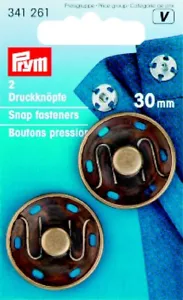 2 Prym Druckknöpfe zum Annähen 30 mm altmessing 341261 - Bild 1 von 1