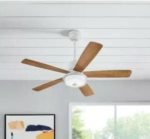 Castleford 52 in. LED Matte White Downrod Ceiling Fan with Light Kit and Remote - Picture 1 of 12