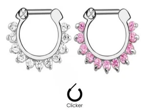 1 Stück 11 GEM Septum Clicker 316L Chirurgenstahl 14g Nasenring rosa KLAR BRUSTWARZE 14 - Bild 1 von 1