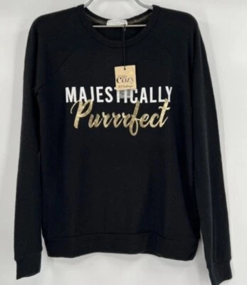 PJ Salvage Loungewear Flannel LS Top Black "Majestically Perfect" Size S L XL - Image 1 of 4