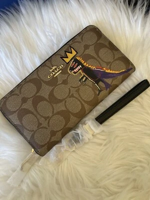 Cartera Coach x Jean Michel Basquiat larga cremallera alrededor firma lona C5615 Foto 1 de 4