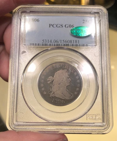 1806 Draped Bust Quarter graded G06 by PCGS CAC Old US Type Nice Coin PQ+ Cover