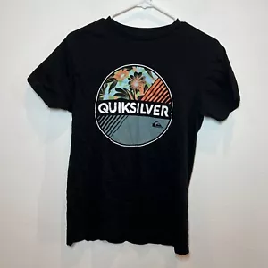 Camiseta QUIKSILVER 100% Algodón Mangas Cortas Negra Talla Pequeña Equipo de Surf Playa Usada en Excelente Condición - Imagen 1 de 6