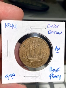 1944 Great Britain Half Penny - Picture 1 of 2