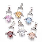 50pcs Brass Angel Pendants Cubic Zirconia Frame Charms Mixed Color 20x14x5mm