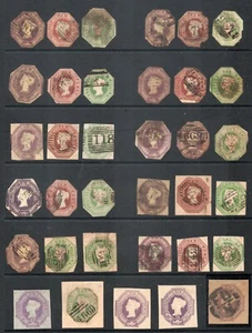 QV 1847-54. 6d, 10d & 1/- Geprägte Sammlung gebraucht, 42 Briefmarken 1 Cover Katze £43000 - Bild 1 von 11