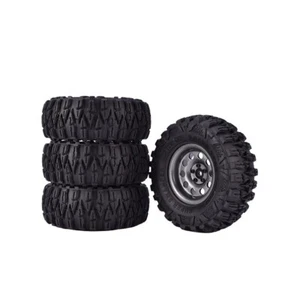 4x 2.2inch Rubber Tyres Black Metal Rim Reifen für 1/10 Axial SCX10 TRX-4 RC Car - Bild 1 von 13