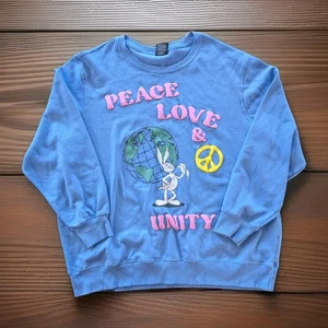 Looney Tunes Sweater Womens 3XL Blue Bugs Bunny Crew Neck Sweatshirt Pullover - Picture 1 of 9