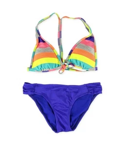 Hobie Womens Striped Side Tab 2 Piece Bikini, Multicoloured, Small - Picture 1 of 1