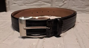 Joseph Abboud Genuine Leather Black Belt Lizard Textured Sz 38 Made In Italy - Picture 1 of 17