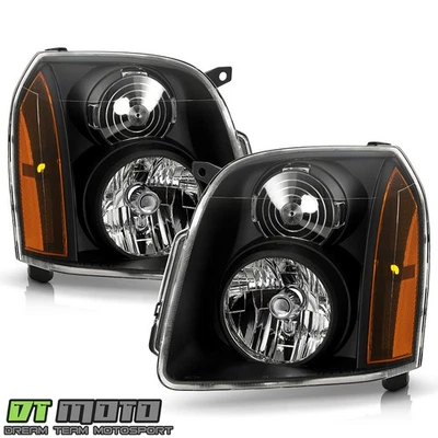 Black Fits 2007-2014 GMC Yukon XL 1500/2500 Replacement Headlights Headlamps Set - Imagem 1 de 3