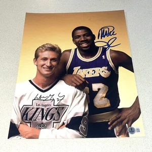 WAYNE GRETZKY MAGIC JOHNSON autographed signed 11X14 LA LAKERS KINGS NBA BECKETT - Picture 1 of 4