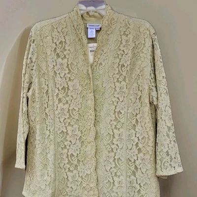 Coldwater Creek Top Grande Cuentas Encaje Madre de la Novia Boda Chaqueta Formal NUEVA Foto 1 de 4