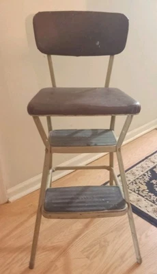 Silla taburete de metal de cocina Cosco vintage asiento abatible Foto 1 de 4