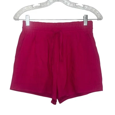 Pantalones Cortos Skylar Rosa Mezcla de Lino Mujer Pequeño Rosa Nuevo Cintura Elástica Foto 1 de 4